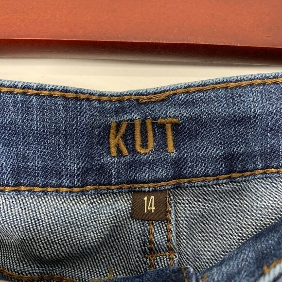 Kut From The Kloth Ankle Straight Leg Rolled Cuff Denim Blue Jeans Sz 14 - Picture 5 of 11